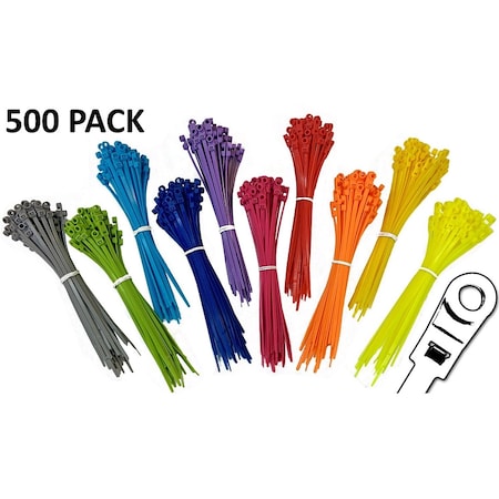 Electriduct Cable Tie, 8 in L, Assorted Colors, Nylon 6/6, 50 lb Strength CT-ED-MT-08-50-500-RBW